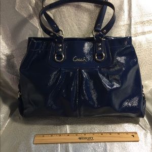 Coach Ashley Cobalt Blue Patent Leather Handbag